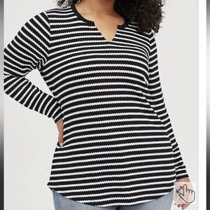 Torrid Waffle Notch Neck Long Sleeve Tee (Plus Size)